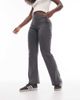 Topshop Hourglass Topshop Hourglass acid wash rib straight leg pants in charcoal-Gray - 3