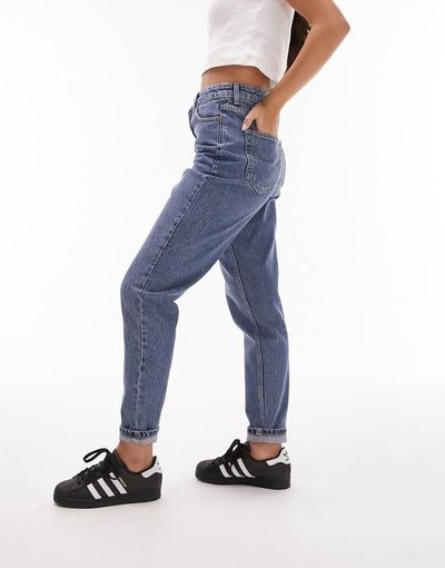 Topshop Hourglass Topshop Hourglass Original Mom high rise jeans in mid blue