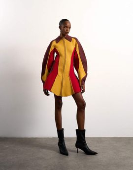 Topshop Tolu Coker x Topshop knit ovoid sleeve structured dress in multi