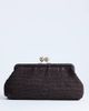 Topshop Topshop Abbie medium woven clutch bag in chocolate-Brown - 1
