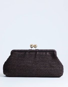 Topshop Topshop Abbie medium woven clutch bag in chocolate-Brown