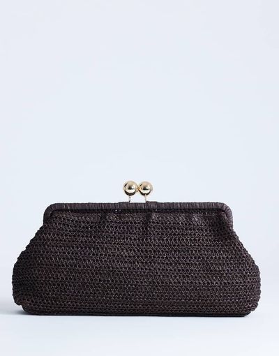 Topshop Topshop Abbie medium woven clutch bag in chocolate-Brown