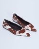 Topshop Topshop Ace point toe flat shoes in cow print hair in real leather-Black - 3