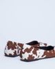 Topshop Topshop Ace point toe flat shoes in cow print hair in real leather-Black - 4