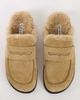 Topshop Topshop Addie real suede mule loafer with shearling in sand-NEUTRAL - 2
