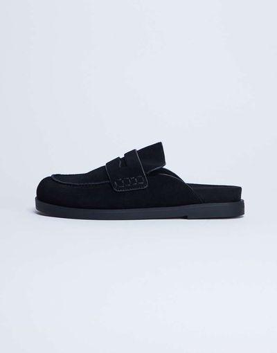 Topshop Topshop Addie real suede mule loafers in black