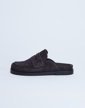 Topshop Topshop Addie real suede mule loafers in chocolate-Brown