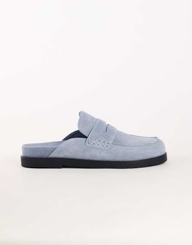 Topshop Topshop Addie real suede mule loafers in cornflower blue