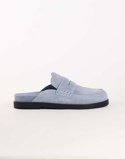 Topshop Topshop Addie real suede mule loafers in cornflower blue