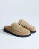 Topshop Topshop Addie real suede mule loafers in taupe-Neutral - 2
