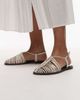 Topshop Topshop Aidan leather weave tie up flat shoes in off white - 1