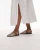 Topshop Topshop Aidan leather weave tie up flat shoes in off white - 4