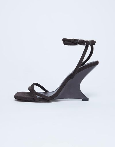 Topshop Topshop Alexa wedge heeled mules in chocolate-Brown