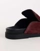 Topshop Topshop Alexia long hair-on real leather loafer mules in merlot-Red - 4
