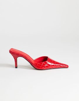 Topshop Topshop Alfie pointed heel slip on pumps in red croc