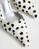 Topshop Topshop Alfie real hair-on leather pointed toe mid heeled pumps in dalmatian-White - 4