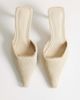 Topshop Topshop Alfie real hair on leather pointed mid heeled mule pumps in off white - 2
