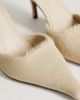 Topshop Topshop Alfie real hair on leather pointed mid heeled mule pumps in off white - 3