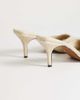 Topshop Topshop Alfie real hair on leather pointed mid heeled mule pumps in off white - 4