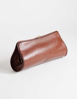 Topshop Topshop Alice medium clutch purse in tan-Brown