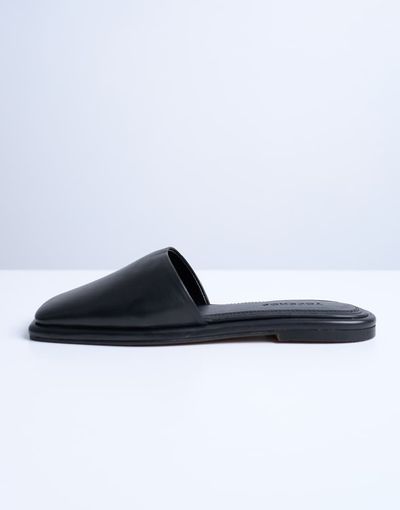 Topshop Topshop Almina leather square toe mules in black
