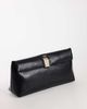 Topshop Topshop Amber oversized fold over clutch bag with gold hardware in black - 3