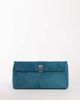 Topshop Topshop Amber oversized suedette fold over clutch bag with hardware in teal-Blue - 1