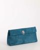 Topshop Topshop Amber oversized suedette fold over clutch bag with hardware in teal-Blue - 2