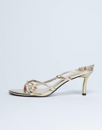 Topshop Topshop Amelia minimal mid heel sandal in gold
