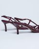 Topshop Topshop Amelia minimal mid heel sandals in burgundy-Red - 4