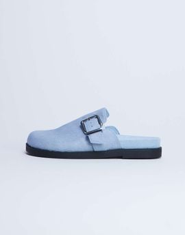 Topshop Topshop Amy slip on mules with buckle in light blue