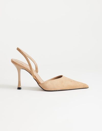 Topshop Topshop Angel faux suede high heeled pumps in taupe-Neutral