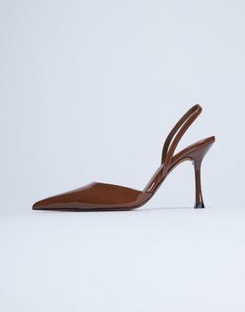Topshop Topshop Angel high heeled pumps in tan patent-Brown