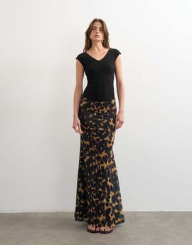 Topshop Topshop animal print mesh maxi skirt in multi