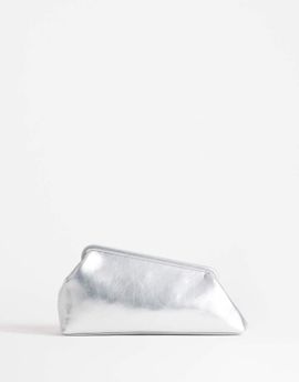 Topshop Topshop Anna medium angular clutch bag in silver