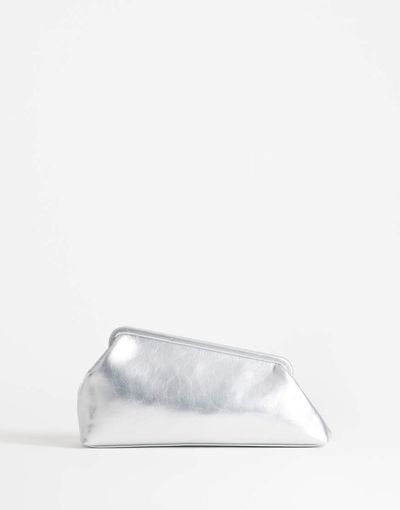Topshop Topshop Anna medium angular clutch bag in silver