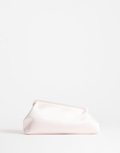 Topshop Topshop Anna medium angular clutch purse in pale pink satin