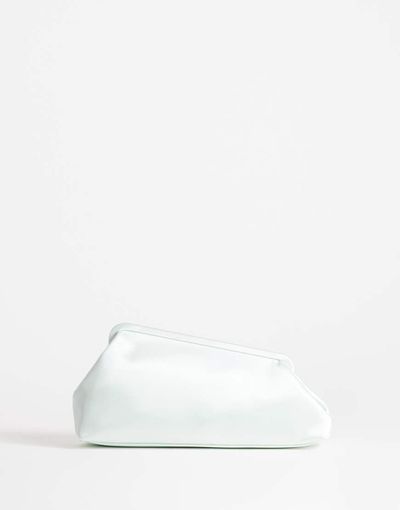 Topshop Topshop Anna medium angular clutch purse in sage satin-Green
