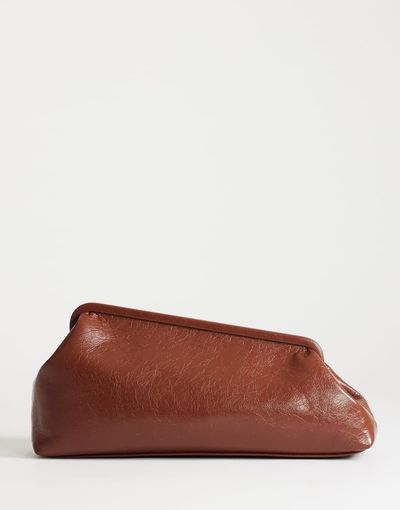 Topshop Topshop Anna medium angular clutch purse in tan-Brown