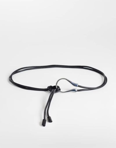 Topshop Topshop Annie hardware tie belt in black and silver