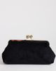 Topshop Topshop Annie medium suedette woven clutch in black - 1