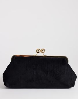 Topshop Topshop Annie medium suedette woven clutch in black