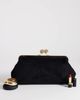 Topshop Topshop Annie medium suedette woven clutch in black - 2
