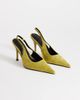 Topshop Topshop Anya real suede sling back high heeled pumps in olive-Green - 2