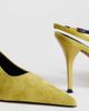 Topshop Topshop Anya real suede sling back high heeled pumps in olive-Green - 3