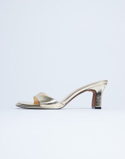 Topshop Topshop Ari mule mid heeled sandals in gold