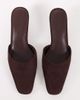 Topshop Topshop Arthur rounded toe mid heel mule in chocolate faux suede-Brown - 4
