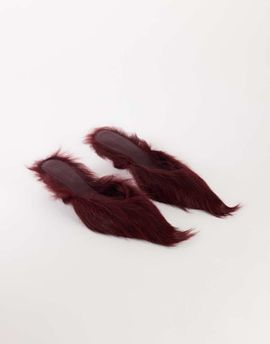 Topshop Topshop Asher faux fur kitten heel pumps in red fur