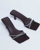 Topshop Topshop Astrid rhinestone heeled mules in chocolate real leather pony-Brown - 1