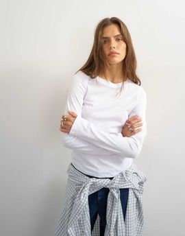Topshop Topshop asymmetric long sleeve T-shirt in white